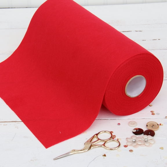 Threadart Premium Felt Roll - 12" x 10yd | Soft Wool-Like Feel | 1.2mm Thick for DIY Crafts, Sewing, Crafting Projects | Compatible with Cricut Maker | Red