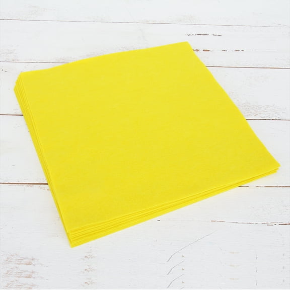 Threadart Premium Felt Sheets - 10 Sheets - 12" x 12" - Yellow | Soft Wool-Like Feel | 1.2mm Thick for DIY Crafts, Sewing, Crafting Projects | Compatible with Cricut Maker