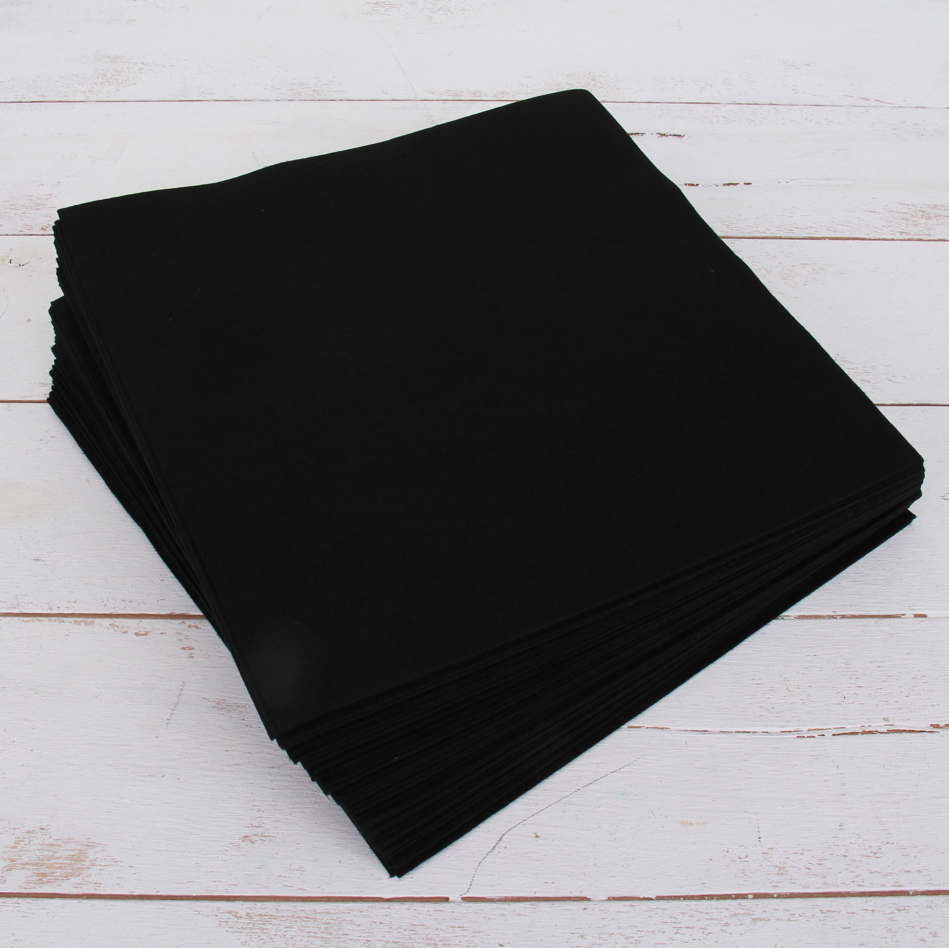 Threadart Premium Felt Sheets - 50 Sheets - 12" x 12" - Black | Soft Wool-Like Feel | 1.2mm Thick for DIY Crafts, Sewing, Crafting Projects | Compatible with Cricut Maker