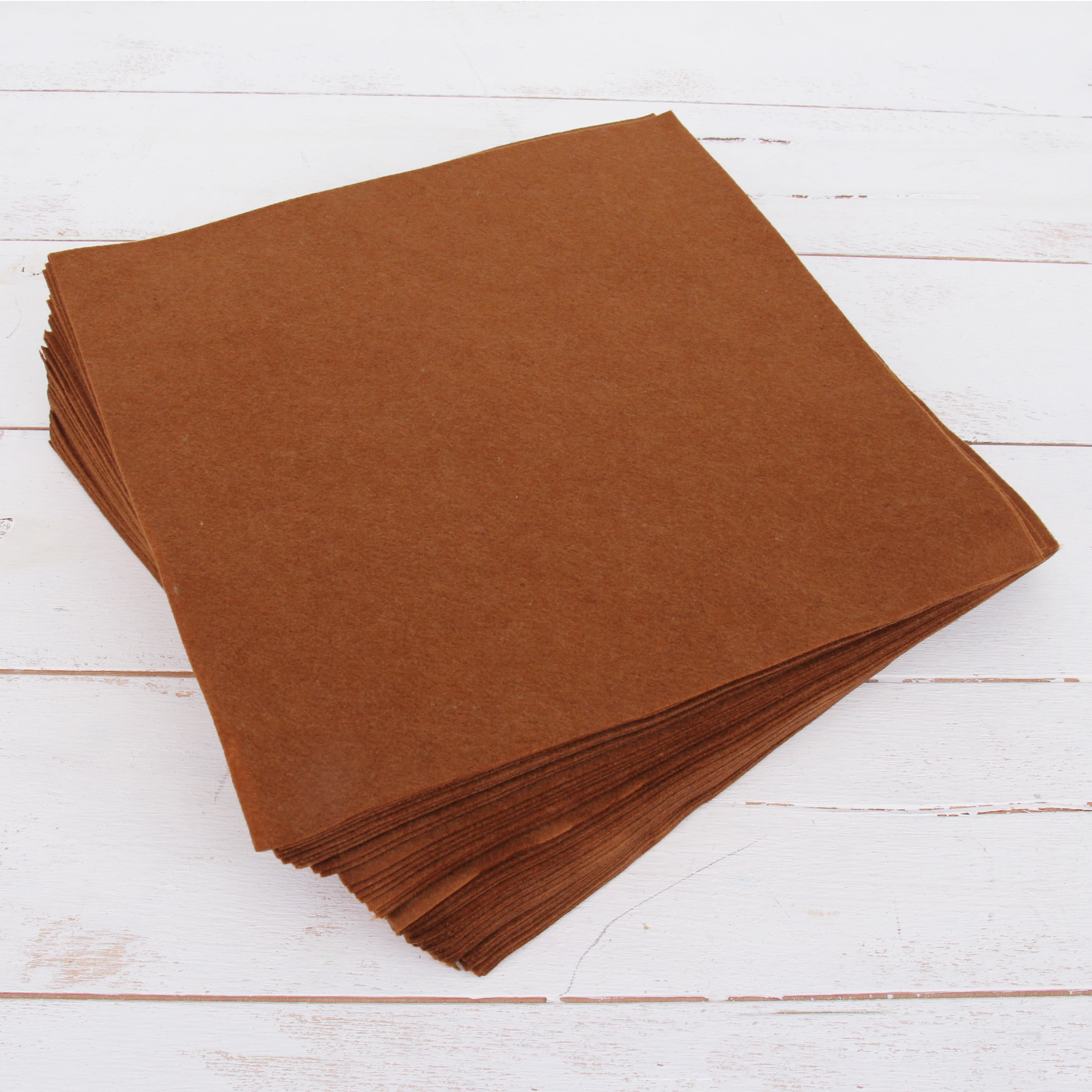 Threadart Premium Felt Sheets - 50 Sheets - 12" x 12" - Brown | Soft Wool-Like Feel | 1.2mm Thick for DIY Crafts, Sewing, Crafting Projects | Compatible with Cricut Maker