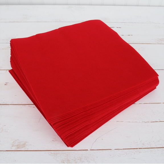 Threadart Premium Felt Sheets - 50 Sheets - 12" x 12" - Red | Soft Wool-Like Feel | 1.2mm Thick for DIY Crafts, Sewing, Crafting Projects | Compatible with Cricut Maker