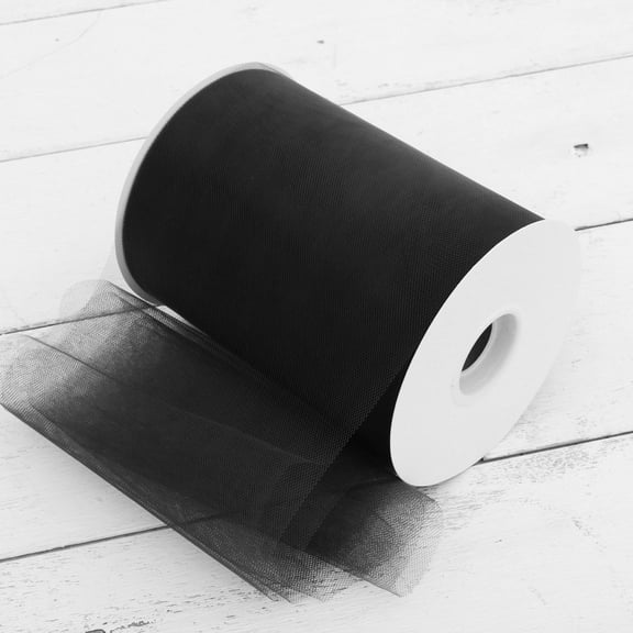 Threadart Premium Soft Tulle Mega Roll - 6" x 100 Yards (300ft) Fabric - For Wedding, Parties, Costumes, and Decoration - Black
