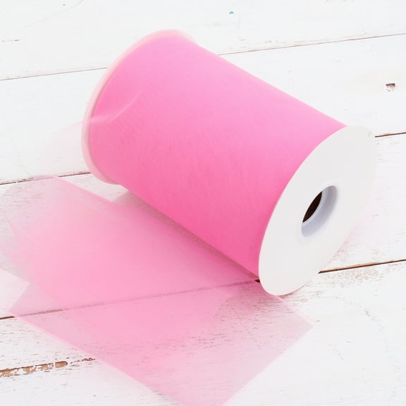 Threadart Premium Soft Tulle Mega Roll - 6" x 100 Yards (300ft) Fabric - For Wedding, Parties, Costumes, and Decoration - Hot Pink