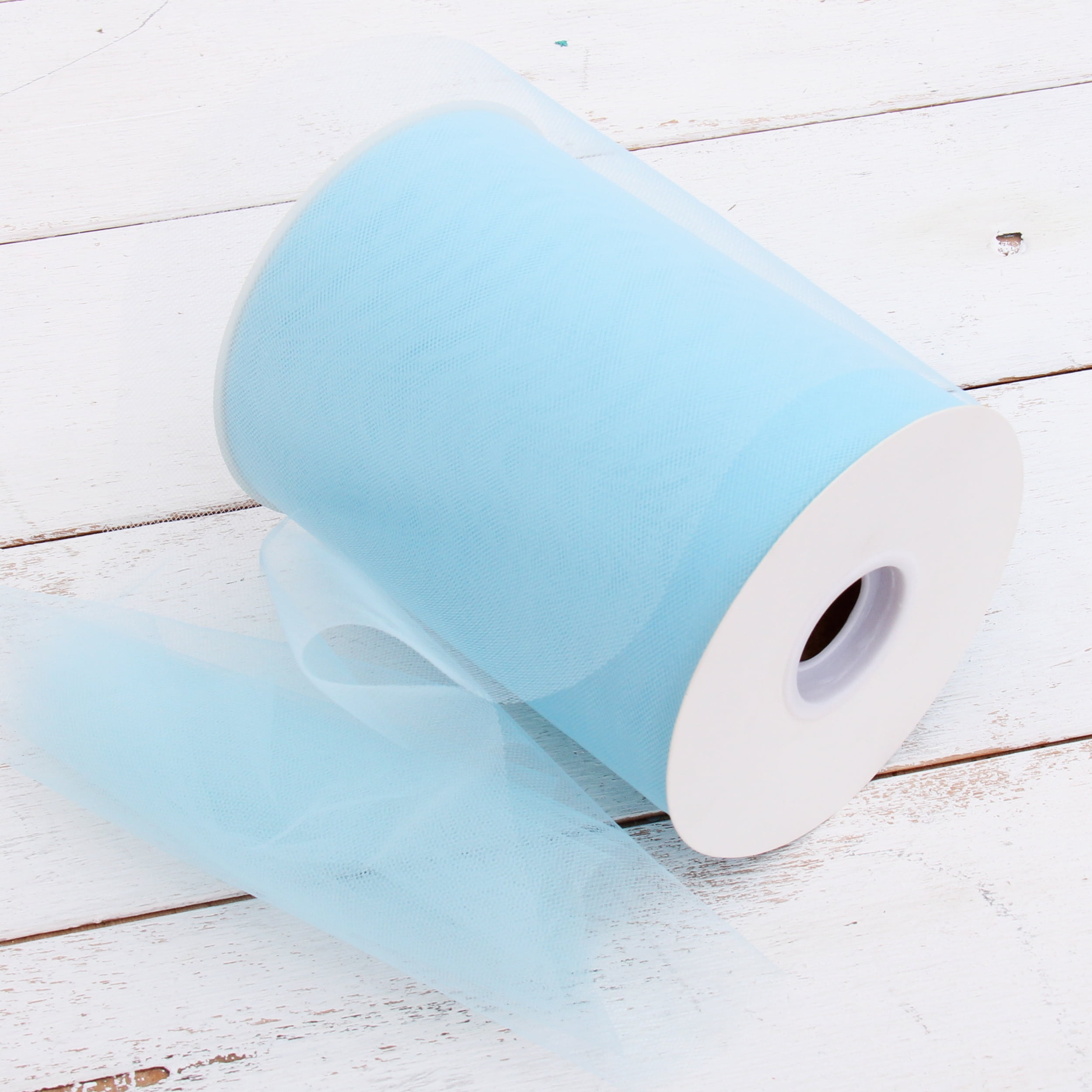 Light Blue Tulle Fabric Rolls 6 Inch by 100 Yards (300 feet) Fabric Spool  Tulle Ribbon for DIY Light Blue Tutu Bow Baby Shower Birthday Party Easter
