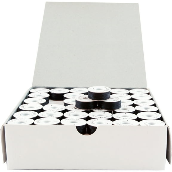 Threadart Prewound Embroidery Bobbins - 144 Count Per Box - Black Cardboard Sided - L Style - 6 Options Available