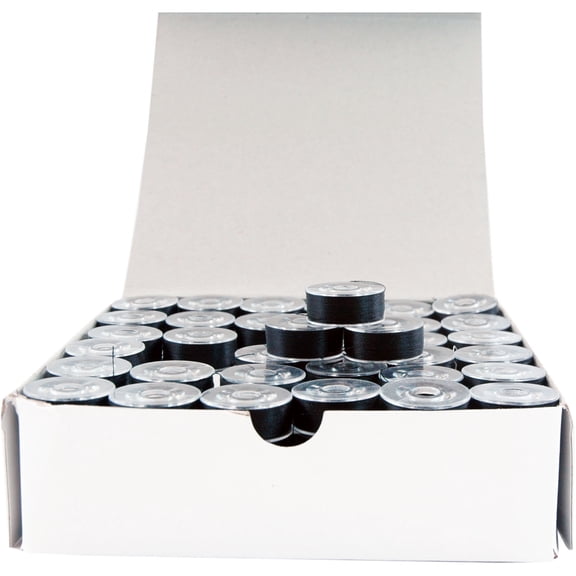 Threadart Prewound Embroidery Bobbins - 144 Count Per Box - Black Plastic Sided - L Style - 6 Options Available