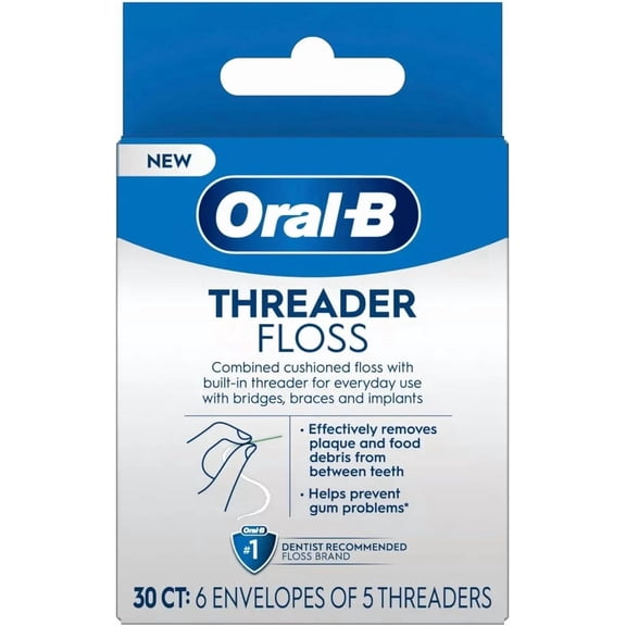 - Threaded Dental Floss 30 Count: 6 Packs Each Pack 5 Threaded Dental Floss (3 Pack)