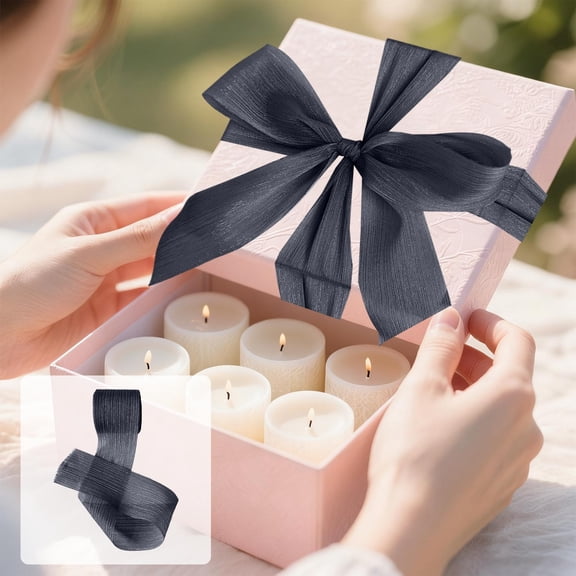 Threaded Glitter Ribbon Chiffon Crinkle Satin Bow Gift Box Bouquet Wedding Card Newlywed Ribbon Decoration Gift Wrapping Ribbon 196.85in