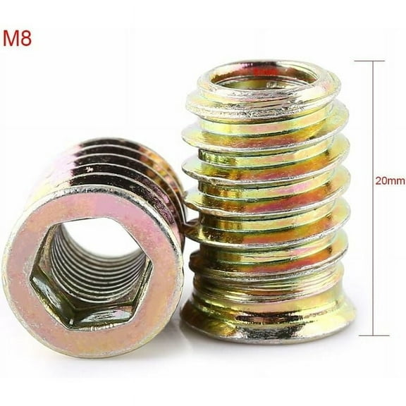 Threaded Insert Nuts Tool Kit, Zinc Plated Carbon Steel for Wood Furniture Fastener Connector, Hex Socket Furniture Nuts Assortment, High Quality Easy Installation