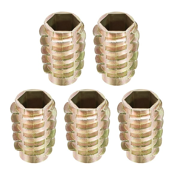 Threaded Insert Nuts Zinc Alloy Hex-Flush M10 Internal Threads 24mm Length 5Pcs