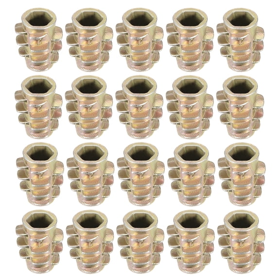 Threaded Insert Nuts Zinc Alloy Hex-Flush M4 Internal Threads 10mm Length 20Pcs