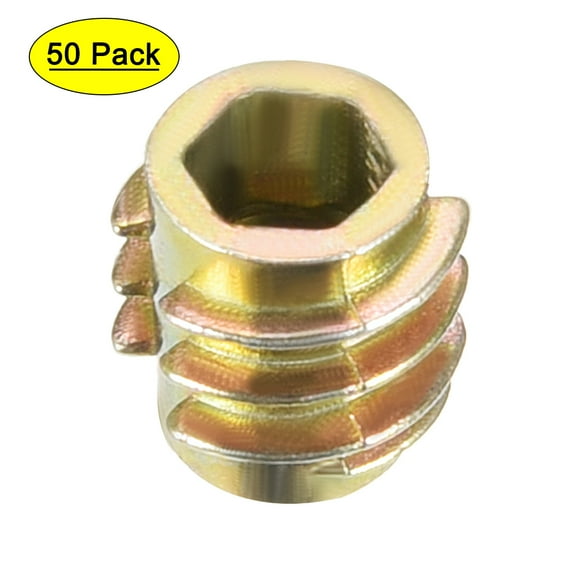 Threaded Insert Nuts Zinc Alloy Hex-Flush M4 Internal Threads 8mm Length 50Pcs