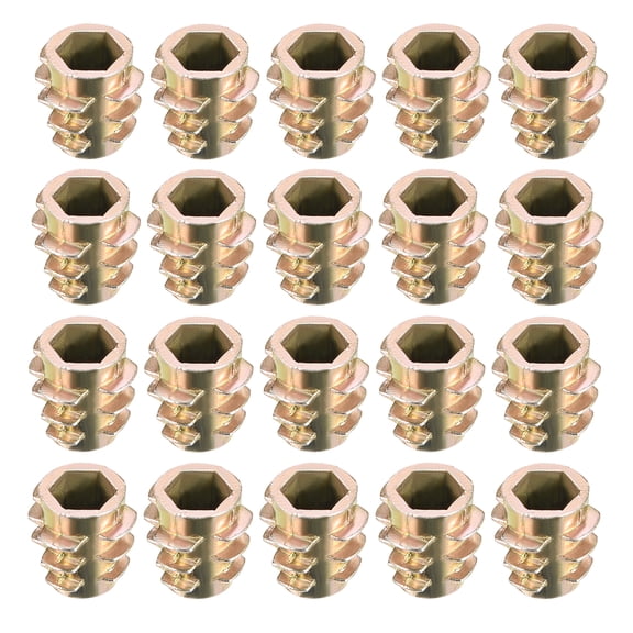 Threaded Insert Nuts Zinc Alloy Hex-Flush M5 Internal Threads 10mm Length 20Pcs