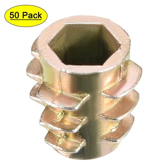 Threaded Insert Nuts Zinc Alloy Hex-Flush M5 Internal Threads 10mm Length 50Pcs