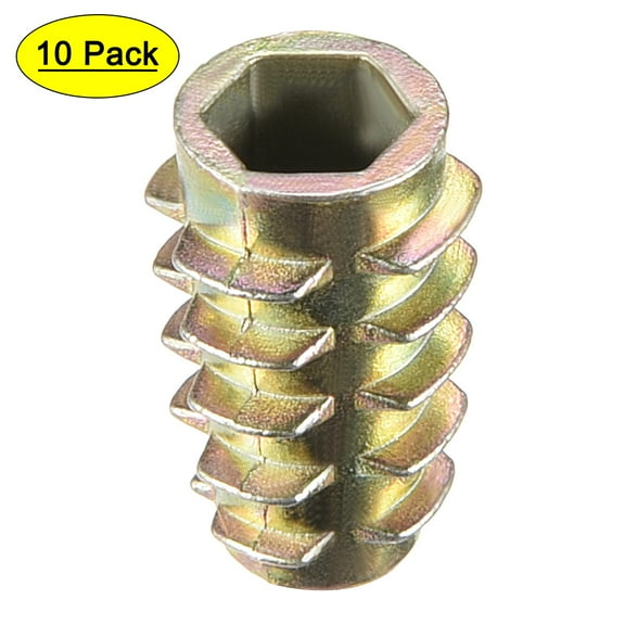 Threaded Insert Nuts Zinc Alloy Hex-Flush M6 Internal Threads 18mm Length 10Pcs