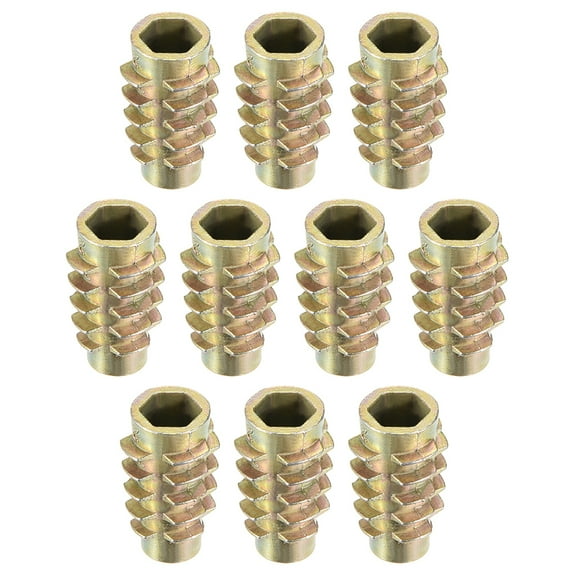 Threaded Insert Nuts Zinc Alloy Hex-Flush M6 Internal Threads 20mm Length 10Pcs