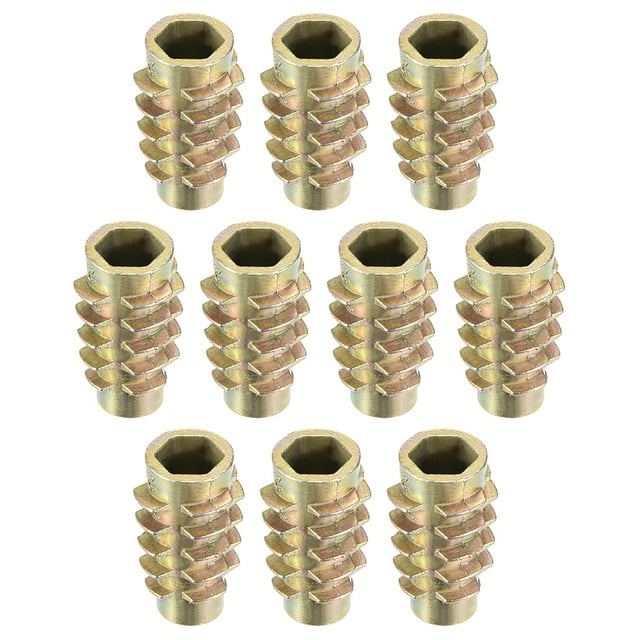 Threaded Insert Nuts Zinc Alloy Hex Socket M10 Internal Thread 20mm Length 10pcs - M10x20mm