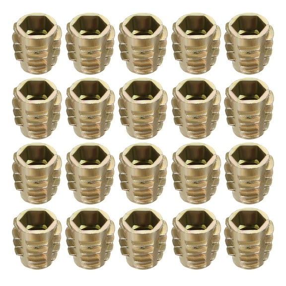 Threaded Insert Nuts Zinc Alloy Hex-Flush M8 Internal Threads 15mm Length 20Pcs