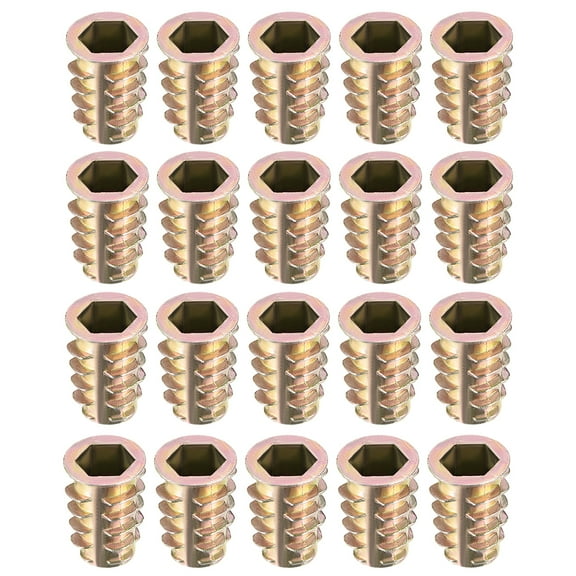 Threaded Insert Nuts Zinc Alloy Hex Socket M10 Internal Thread 23mm Length 20Pcs