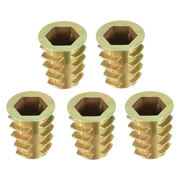 Threaded Insert Nuts Zinc Alloy Hex Socket M10 Internal Threads 20mm Length 5Pcs