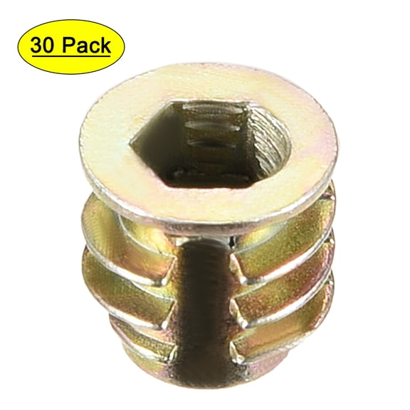Threaded Insert Nuts Zinc Alloy Hex Socket M4 Internal Threads 8mm Length 30Pcs