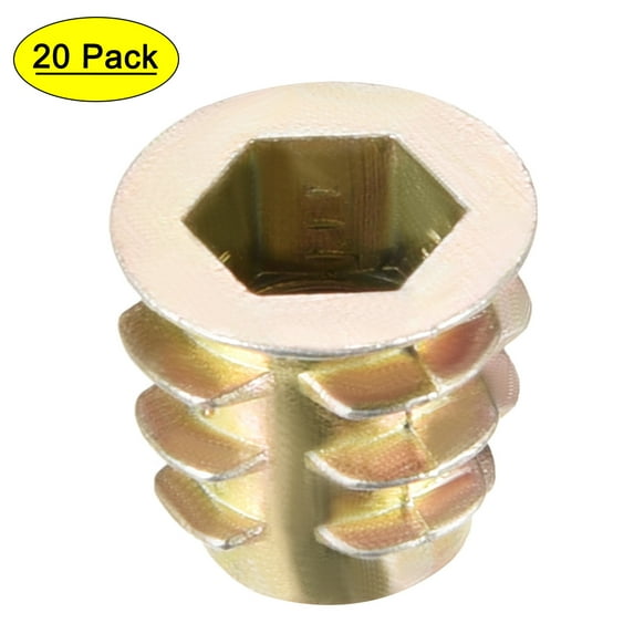 Threaded Insert Nuts Zinc Alloy Hex Socket M6 Internal Threads 10mm Length 20Pcs