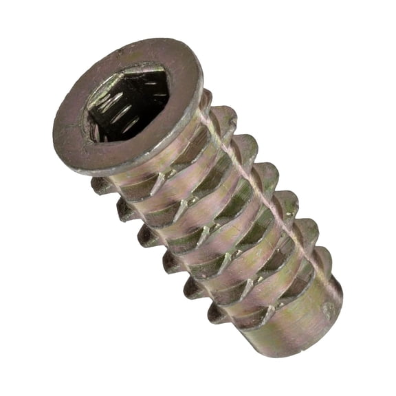 Threaded Insert for Soft Wood, Zinc Hex-Flanged Thread Inserts 1/4-20 Internal Threads, 25mm Length Pack of 50