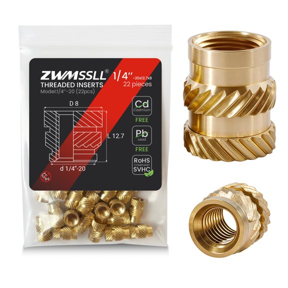 Threaded Inserts,#2-56#4-40#6-32#8-32#10-32 UNC Female Thread Knurled Nuts Assortment Kit+8 Heat Set lron Tools,Brass Heat Set Insert for Plastic and 3D Printing Components