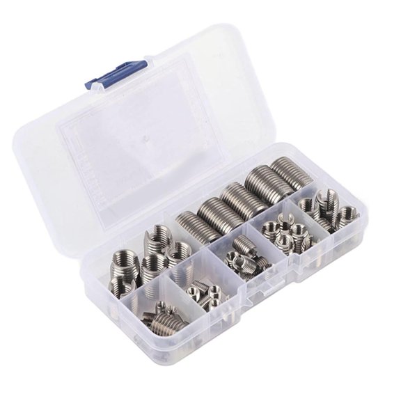 Threaded Inserts, Stainless Steel Inner Thread, Self Tapping Insert Set with Storage Box, M3/M4/M5/M6/M8/M10/M12/M14/M16