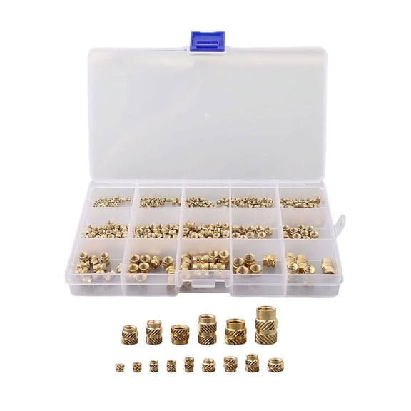Threaded Inserts Threaded Bushing Threaded Inserts With Plastic Box Brass Knurled Nuts M2 M2.5 M3 M5 M6 300pcs