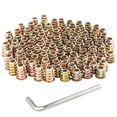 thumbnail image 1 of Threaded Wood Inserts for Widely Applications, Screw in Nut Fastener Connector, Zinc Plated Steel Material Furniture Assembly for Solid Wood, 100Pcs, 1 of 5