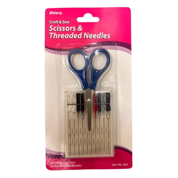 Threaded Needles (10pcs) With Scissors