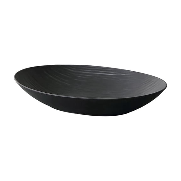 Threaded Sala Plate with Wide Rim, Premium Plastic Tableware Plates, Dishwasher and Microwave Safe, Matte Black