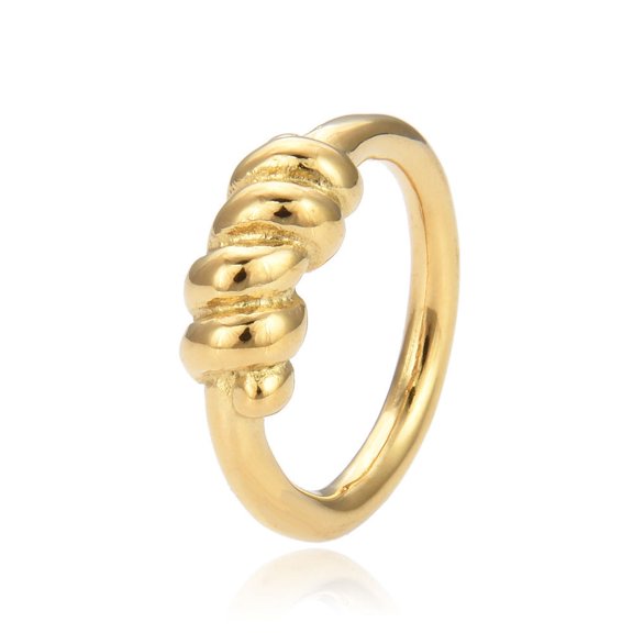 Threaded Titanium Croissant Ring Stainless Steel Twist Plated
