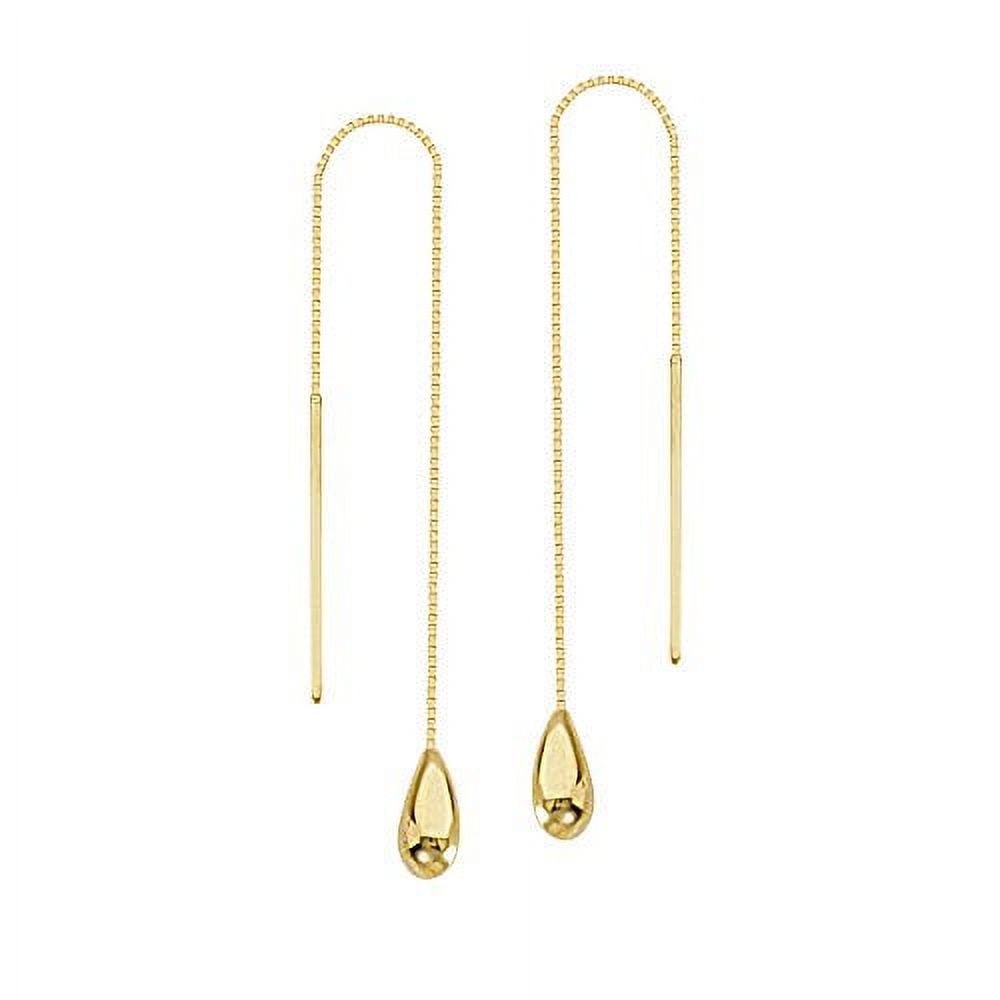 Threader Earrings 14K Yellow Gold Polished Teardrop and Bar with Box Chain Threader Earrings 14K Yellow Gold Polished Teardrop and Bar with Box Chain