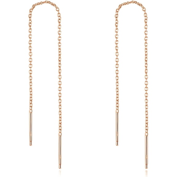 Threader Earrings Sterling Silver Chain -Earrings For Women Dangle Earrings Thread Dangling Threaded Long Chain Earring Nickel Free Hypoallergenic Ear For Women[Z1]