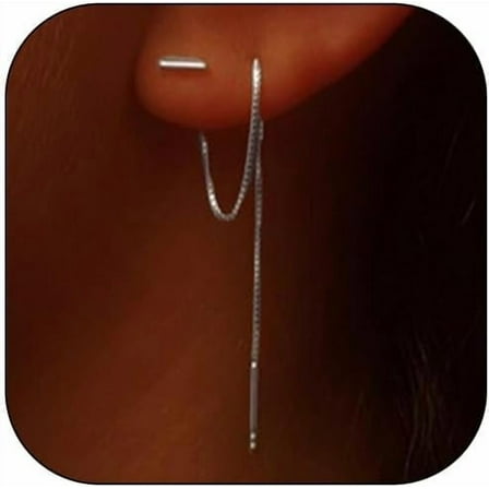 Threader Earrings for Women Dainty Gold Chain Earrings Long Dangle Earrings Trendy Rhinestone CZ Jewelry Christmas Gifts