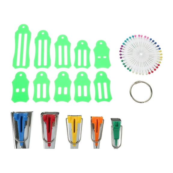 HOMEMAXS Sewing Kit with Fabric Bias Tape Maker and Assorted Color Plastic Quilting Tools for Home Craft and Projects