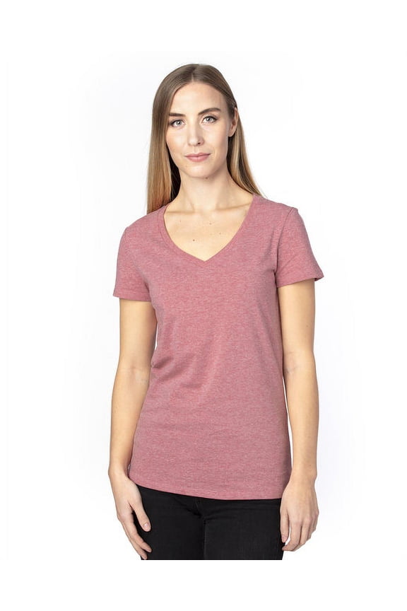 Apparel 200RV Women's Ultimate CVC V-Neck T-Shirt-Maroon Heather-S