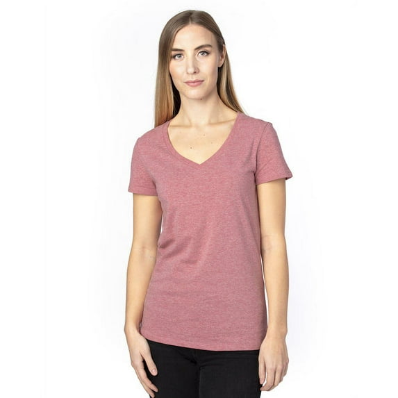 Threadfast Apparel 200RV Women's Ultimate CVC V-Neck T-Shirt-Maroon Heather-XL