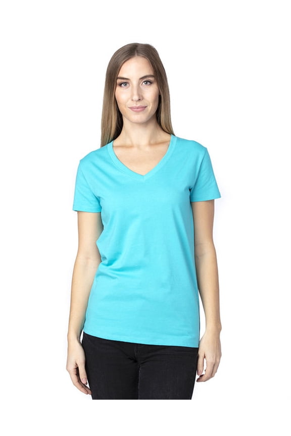 Apparel 200RV Women's Ultimate CVC V-Neck T-Shirt-Pacific Blue-S