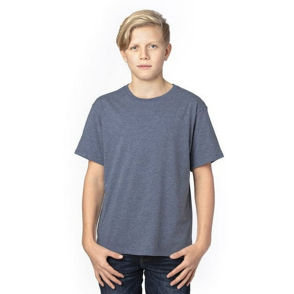 Threadfast Apparel 600A Youth Ultimate CVC T-Shirt-Navy Heather-S