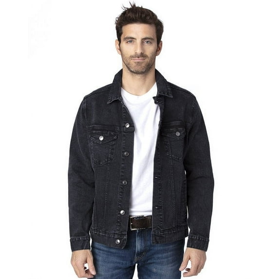 Threadfast Apparel Men's Denim Jacket, Black Denim, Large