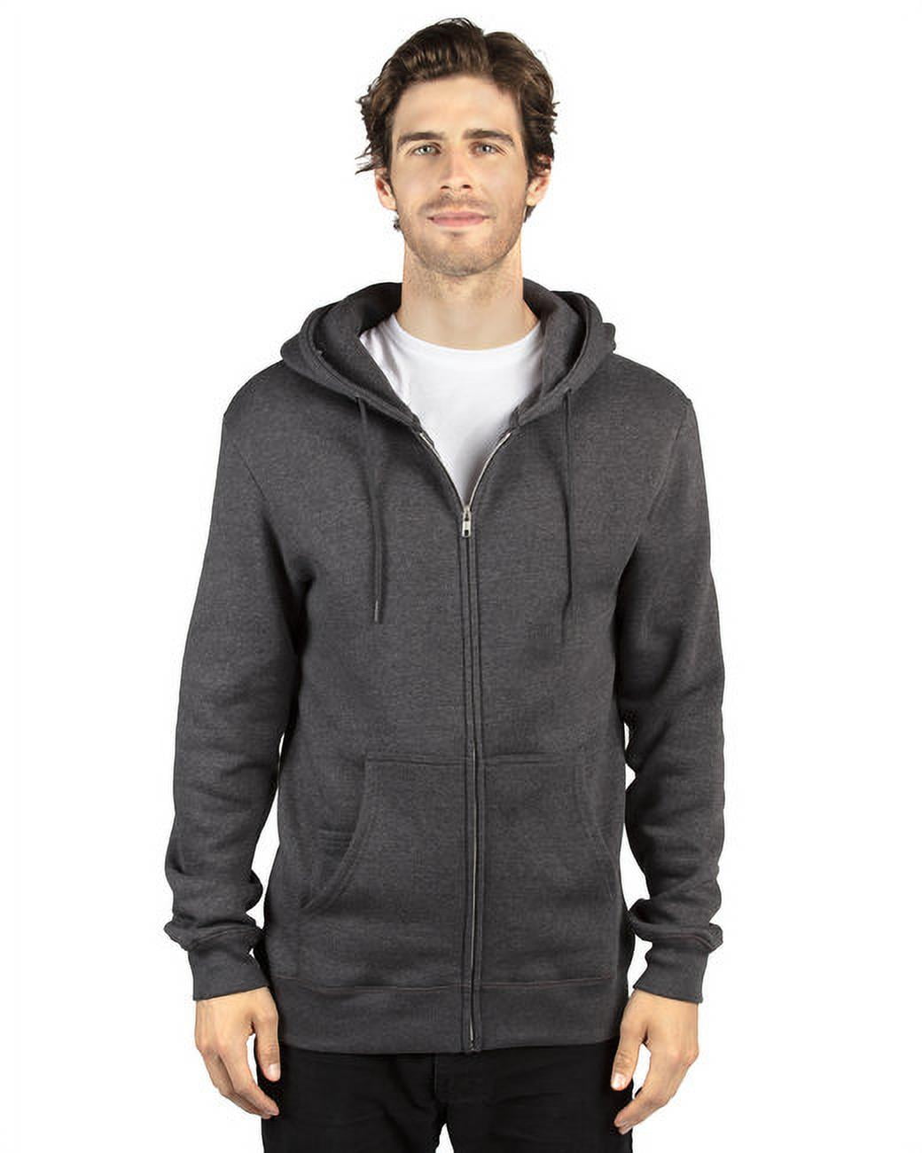 Threadfast Apparel Unisex Fleece Full-Zip Hooded, Charcoal Heather, XX-Large