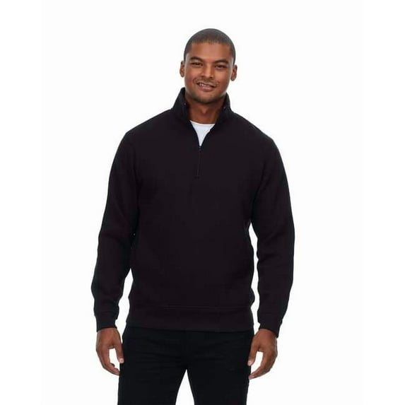 Threadfast Apparel 320Q Ultimate Fleece Quarter-Zip Sweatshirt-Black-XS