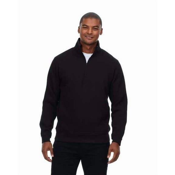 Threadfast Apparel 320Q Ultimate Fleece Quarter-Zip Sweatshirt-Black-XS