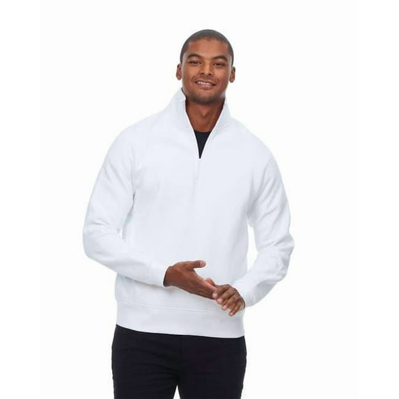 Threadfast Apparel 320Q Ultimate Fleece Quarter-Zip Sweatshirt-White-XS