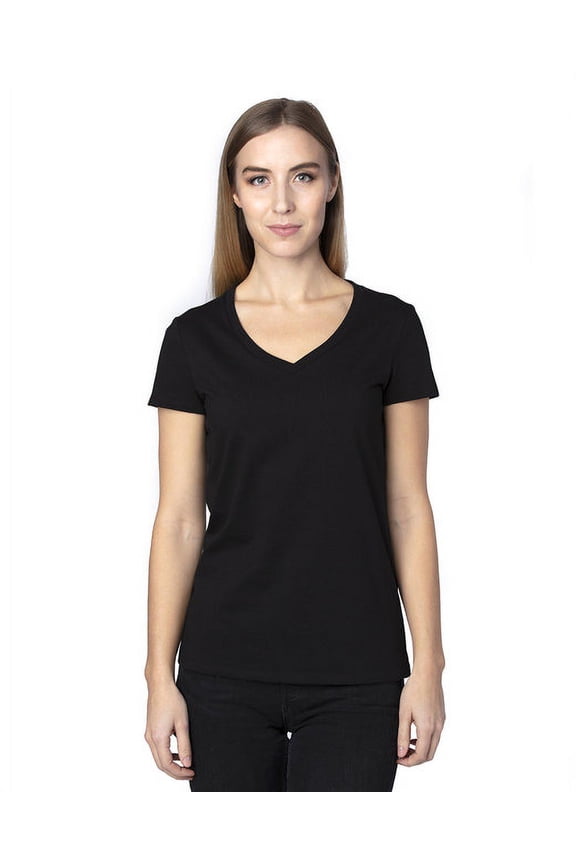Apparel 200RV Women's Ultimate CVC V-Neck T-Shirt-Black-S