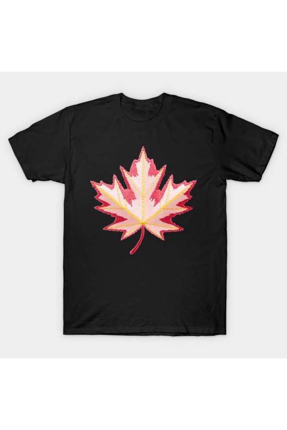 Threadless Boriana Colorful Watercolor Autumn Leaf Graphic G5746 Unisex T-Shirt, Up to Size 5XL