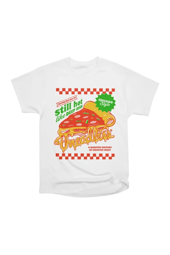 Threadless Deep Dish Pizza T-Shirt Tee Gift For Him Merch For Her Apparel For Friend
